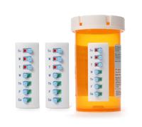 2 Pack Medication Tracker and Reminder, Take-n-Slide Reusable Pill Tracker, Attach to Your Bottle 7 Day Medicine Vitamin Pet Pill Organizer Alternative Medication Aid White