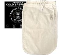 (2-Pack, Medium 8in x 12in) Organic Cotton Cold Brew Coffee Bag - Designed in California - Reusable Coffee Filter with EasyOpen Drawstring Cold Brew Maker for Pitchers, Mason Jars, & Toddy Systems