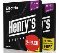 2-Pack Medium Electric Guitar Strings 11-52 - Nickel-Plated Steel Strings | Stable Tuning, Powerful Tone, Extra E1-String, Medium Gauge Electric Guitar 6 String Set