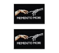 2 Pack Memento Mori Handshake Patch, Morale Veteran Soliders Peace Embroidered Hook and Loop Tactical Militray Patch for Backpacks,Jackets,Clothes,Bags,Vest, Caps,Helmet,Dog Harness