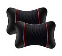 2 Pack Memory Foam Car Neck Pillow for Opel Vectra C 2002-2008, Headrest with Adjustable Strap Removable Washable Cover for Pain Relief,Black-Red