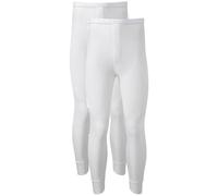 2 PACK Men’s Thermal Underwear Pants - Fleece-Lined, Base Layer Bottoms for Cold Weather, Soft & Stretchy Long Johns Compression Ribbed Warm Winter Mens Thermalwear Leggings UK (2PK White, XXL)