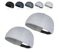 2 Pack Men's Breathable Brimless Hat Summer Style Mesh Tang, Adjustable Cap Docker Beanie, Breathable Mesh Cap (Light Gray)