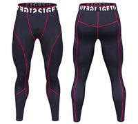 2 Pack Men's Compression Pants, Quick Dry Sports, Moisture Absorption Breathable Base Layer, Training Leggings, for Cycling, Yoga, Boxing, Gym, Running (Red Line,4XL)