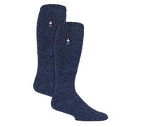 HEAT HOLDERS 2 Pack Mens Knee High Thermal Socks Warm Thermal Cosy Long Socks for Winter (6-11, Denim)