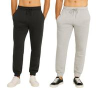 2 Pack Mens Joggers Tracksuit Bottoms Fleece Jogging Trousers with Pockets - Elasticated Cuffed Fit, Adjustable Drawstring Sports Gym Casual Running Pants (UK, Regular, Charcoal/Grey Medium)