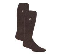 HEAT HOLDERS 2 Pack Mens Knee High Thermal Socks Warm Thermal Cosy Long Socks for Winter (6-11, Brown)