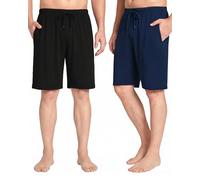2 Pack Men's Lounge Wear Pyjama Shorts Soft Comfy Men's Shorts Bottoms Modal Light and Breathable for Fathers Husband Boysfriend Gifts, avy+black1