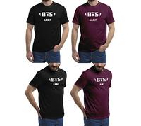 (2-Pack) Mens T Shirt with Stylish Print Casual Short Sleeve Premium Soft Medium Weight Multipack Ideal for Everyday Wear Fast-Drying Essential Crew Neck Noos T-Shirt (BTS- (Burgundy & Black), S)