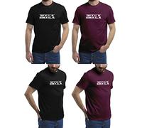 (2-Pack) Mens T Shirt with Stylish Print Casual Short Sleeve Premium Soft Medium Weight Multipack Ideal for Everyday Wear Fast-Drying Essential Crew Neck Noos T-Shirt (First- (Black & Burgundy), XXL)