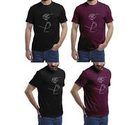 (2-Pack) Mens T Shirt with Stylish Print Casual Short Sleeve Premium Soft Medium Weight Multipack Ideal for Everyday Wear Fast-Drying Essential Crew Neck Noos T-Shirt (Love- (Burgundy & Black), XXL)