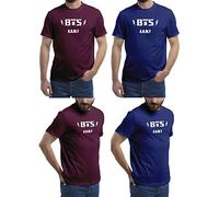 (2-Pack) Mens T Shirt with Stylish Print Casual Short Sleeve Premium Soft Medium Weight Multipack Ideal for Everyday Wear Fast-Drying Essential Crew Neck Noos T-Shirt (BTS- (Burgundy & Navy), XXL)