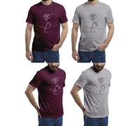 (2-Pack) Mens T Shirt with Stylish Print Casual Short Sleeve Premium Soft Medium Weight Multipack Ideal for Everyday Wear Fast-Drying Essential Crew Neck Noos T-Shirt (Love- (Burgundy & Grey), XXL)