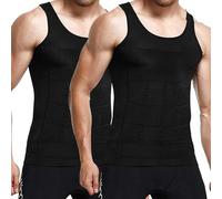 2 Pack Mens Tank Tops Sleeveless T Shirts Compression Shirt Muscle Slim Fit Tshirt Cotton Undershirt Summer Vest Tees Franelas Sin Mangas para Hombres(Black 2pcs, L)