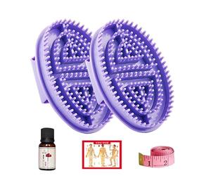 2 Pack Meridian Pressure Brush | Beauty Salon Professional Custom Meridian Body Massage Brushs With Oil, Point Map, Measuring Tape, For Back Legs Arms, Relax Relieving Stress