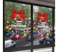 2 Pack Merry Christmas Window Stickers, Christmas Decals for Windows, Christmas Window Decorations, Glass Window Winter Stickers, Reusable PVC Static Self-Adhesive Decorations (A-3Pack)
