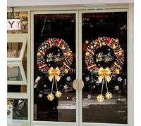 2 Pack Merry Christmas Window Stickers, Christmas Decals for Windows, Christmas Window Decorations, Glass Window Winter Stickers, Reusable PVC Static Self-Adhesive Decorations (D)