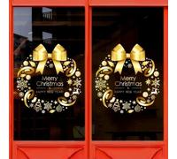 2 Pack Merry Christmas Window Stickers, Christmas Decals for Windows, Christmas Window Decorations, Glass Window Winter Stickers, Reusable PVC Static Self-Adhesive Decorations (B)