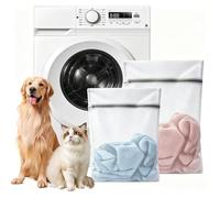 2-Pack Mesh Laundry Bag,60cmx60cm Pet Laundry Bags for Washing Machine, Features Secure Double-Lock Zipper, Reinforced Stitching Quick-Drying Design Large Capacity Hair Catcher for Dog, Cat & Horse