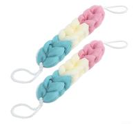 2 Pack Mesh Loofah Scrubbers Designed for Effective Dead Skin Removal and Smooth Texture Development Over Time (Cyan+beige+pink)