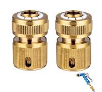 2 Pack Metal Brass Hose Connector - 1/2 Inch Brass Hose Quick Connect Fittings - Garden Hose Pipe Connector for Outdoor Watering, Irrigation & Car Washing