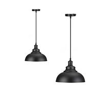 2 Pack Metal Ceiling Pendant Light Black Industrial 29cm Heavy Duty Shade | Vintage industrial design | Easy fit E27 compatible | Adjustable hanging cord | Durable metal construction | Heavy duty grade