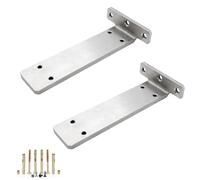 2 Pack Metal Folding Shelf Bracket Wall Mounted Hidden Shelves Support Bracket,Stainless Steel L Shape Hanging Brackets for Scaffold Board Shelving,with Screws,Silver (200mm(7.9in))