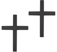 2 Pack Metal Jesus Christ Cross Badge Stickers, Alloy 3D Christian Cross Stickers for Cars, Self Adhesive Scratch Covering Metal Cross Auto Emblem Decal for Car Body Fender Tail (Black)