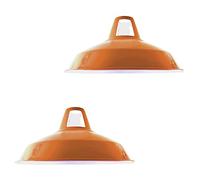 2 Pack Metal Lamp Shades Orange Light Shade 30cm Ceiling Modern Lampshades for Easy Fit Hanging Replacement Lights, Lamp Covers for Table Lamps, Floor Lamps, Living Room, Bedroom, Home Décor