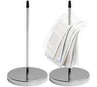 2 Pack Metal Receipt Holder, Silver Paper Receipt Spike, Straight Rod Bill Ticket Spike with Round Base, Safe, Ideal for Restaurant, Kitchen, Hotel, and Office