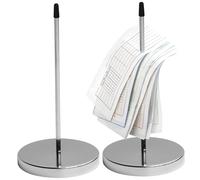 2 Pack Metal Receipt Holder, Silver Paper Receipt Spike, Straight Rod Bill Ticket Spike with Round Base, Safe, Ideal for Restaurant, Kitchen, Hotel, and Officeholder