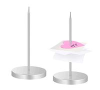 2 Pack Metal Receipt Spikes - Silver Paper Memo Holder, Straight Rod Bill Spike with Round Base, Safe & Durable, Ideal for Restaurant, Kitchen, Hotel, and Office