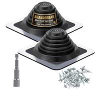 2 Pack Metal Roof Vent Boot, Flexible Pipe Flashing Boot High Temp Silicone Chimney Boot Kit Fits Pipe OD 1/4" to 5 3/4", Includes Square Base Metal Roof Pipe Boot, Hex Socket & Roofing Screws