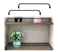 2 Pack Metal Shelf Guard Rail 8"-47", Removable Tipping Gallery Rails Set with End Caps & Screws, Cabinet Decor Bar for Indoor Storage Areas/Bookshelf/Shoe Racks(Black,L 18"/45.7cm)