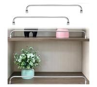 2 Pack Metal Shelf Guard Rail 8"-47", Removable Tipping Gallery Rails Set with End Caps & Screws, Cabinet Decor Bar for Indoor Storage Areas/Bookshelf/Shoe Racks(Silver,L 10"/25.4cm)