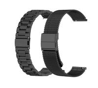 2 Pack Metal Straps Compatible with Amazfit Active 3 Premium Strap, 20mm Metal Mesh Stainless Steel Wristband Replacement Bands Business Watchband for Amazfit Active 3 Premium Smart Watch (Black)