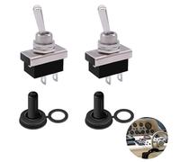 2 Pack Metal Toggle Switch, 12V 25A SPST 2 Position 2 Pin Rocker Toggle Switch with Waterproof Rubber Cover, KN3D-101 ON/OFF Switchs for Auto Marine RV Vehicles Truck Dash Boat Lamps Control
