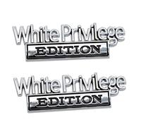 2 Pack Metal White Privilege Edition Emblem Car 3D Fender Badge Decal Replacement for Universal Vehicles, Cars, Truck, SUV 2PCS