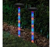 2 Pack Micro LED Solar Garden Stake Light 18 Multicolour LED - 54cm Oslo by Bright Garden