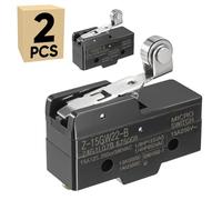 2-Pack Micro Limit Switch with Hinge Roller Lever 15A 250V 1NO 1NC Basic Action Switch Panel Mount Snap Button Type Screw Terminal LXW5 Z-15GW22-B