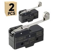 2-Pack Micro Limit Switch with Long Hinge Roller Lever 15A 250V 1NO 1NC Basic Action Switch Panel Mount Snap Button Type Screw Terminal LXW5 Z-15GW2-B