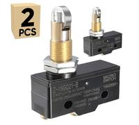 2-Pack Micro Limit Switch with Roller Plunger 15A 250V 1NO 1NC Basic Action Switch Panel Mount Snap Button Type Screw Terminal LXW5 Z-15GQ21-B