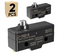 2-Pack Micro Limit Switch with Short Reed Snap Button Lever 15A 250V 1NO 1NC Basic Action Switch Panel Mount Snap Button Type Screw Terminal LXW5 Z-15GD-B