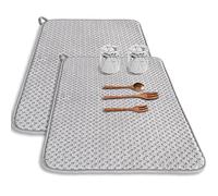 2 Pack Microfiber Dish Drying Mat,23*17 inch Absorbent Dish Drainer Kitchen Counter,Large Size Dish Drying Pad for Countertops,Sinks,Draining Racks(Gray)