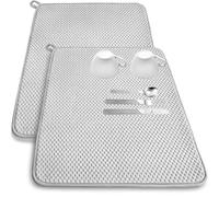 2 Pack Microfiber Dish Drying Mat,24x17" Large Size Highly Absorbent Dish Drainer Mat,Kitchen Counter Quick Dry Pads for Under Sink,Coffee Rack(Gray)