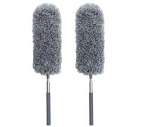 2 Pack Microfiber Feather Duster for Cleaning, Hand Washable Dusters with Extendable Pole, Cleaning Tools for Office, Car, Window, Furniture, Ceiling Fan