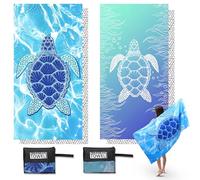 2 Pack Microfibre Beach Towels for Adults Extra Large, 180 × 90 cm Quick Dry Beach Towel with Double Side Print, Lightweight Beach Towel with Net Bag, Sand Free Microfiber Towels for The Beach
