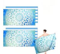 2 Pack Microfibre Beach Towels for Adults,Microfibre Lightweight Beach Towel 180x90cm Extra Large,Sand Free Quick Dry Design with Double Side Print,Camping Towels for Travel,Swim,Yoga,Lash Curler