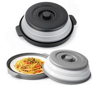 2 Pack Microwave Splatter Cover & Anti-Scald Mat Set, 12" Large Collapsible Food Cover with Vented Lid, Heat-Resistant Silicone Base Mat, BPA-Free Splatter Guard for Plate, Pot & Meal Prep
