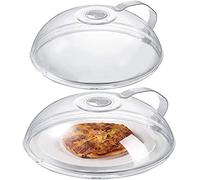 2 Pack Microwave Splatter Cover, Transparent Cover, Microwave Plate Cover Lid with Handle and Adjustable Steam Vents Holes Keeps Microwave Oven Clean